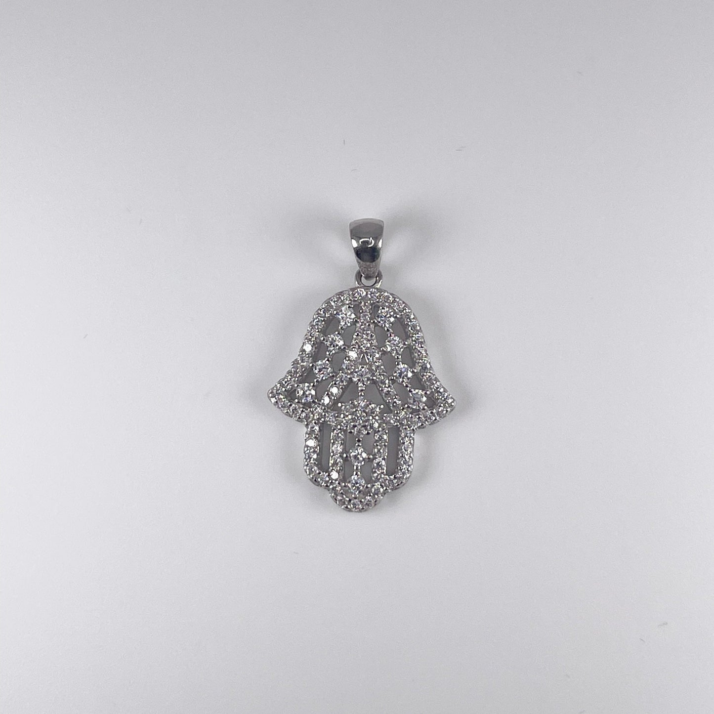 0.925 Sterling Silver Hamza, With Cubic Zirconia Pendant