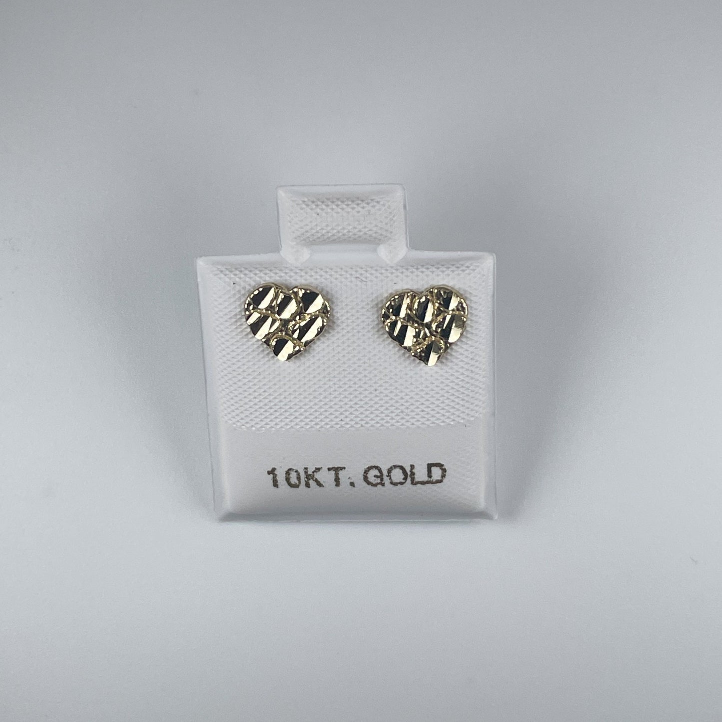 10K Gold 0.4gm Stud Heart Nugget Earrings