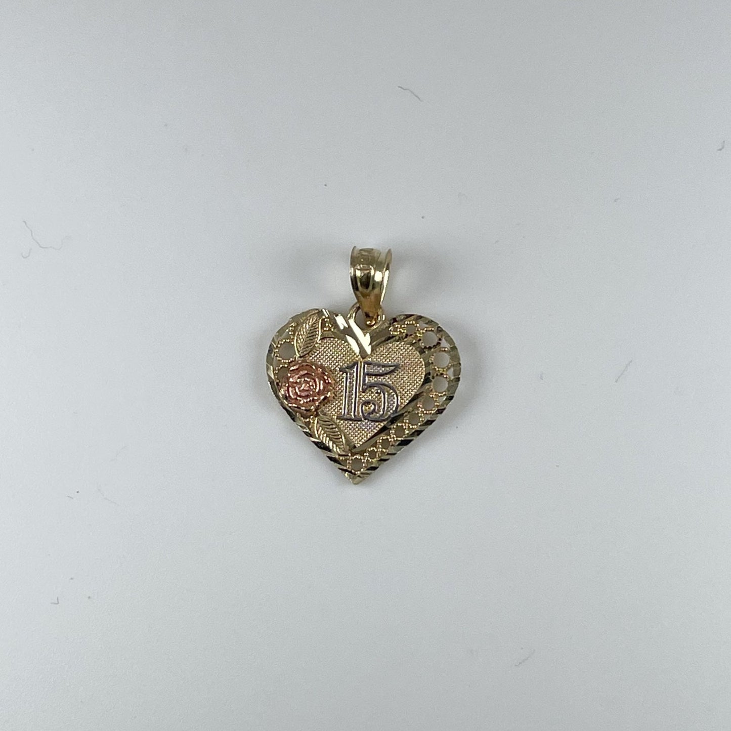 10K Gold 0.9gm 2 Tone Heart 15 Pendant