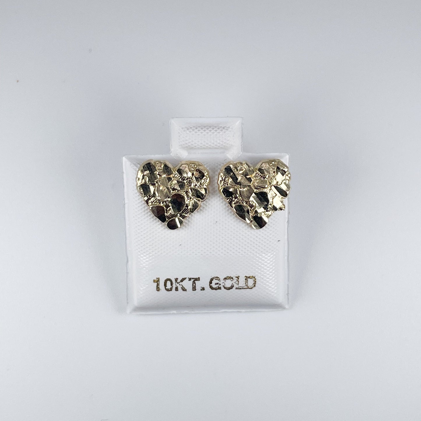 10K Gold 1.2gm Nugget Heart Earrings D/Cut
