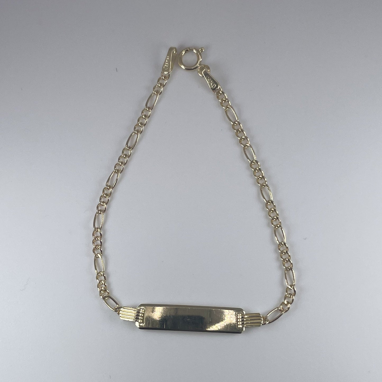 10K Gold 1.3gm Hollow Figaro Baby ID Bracelet Engraveable