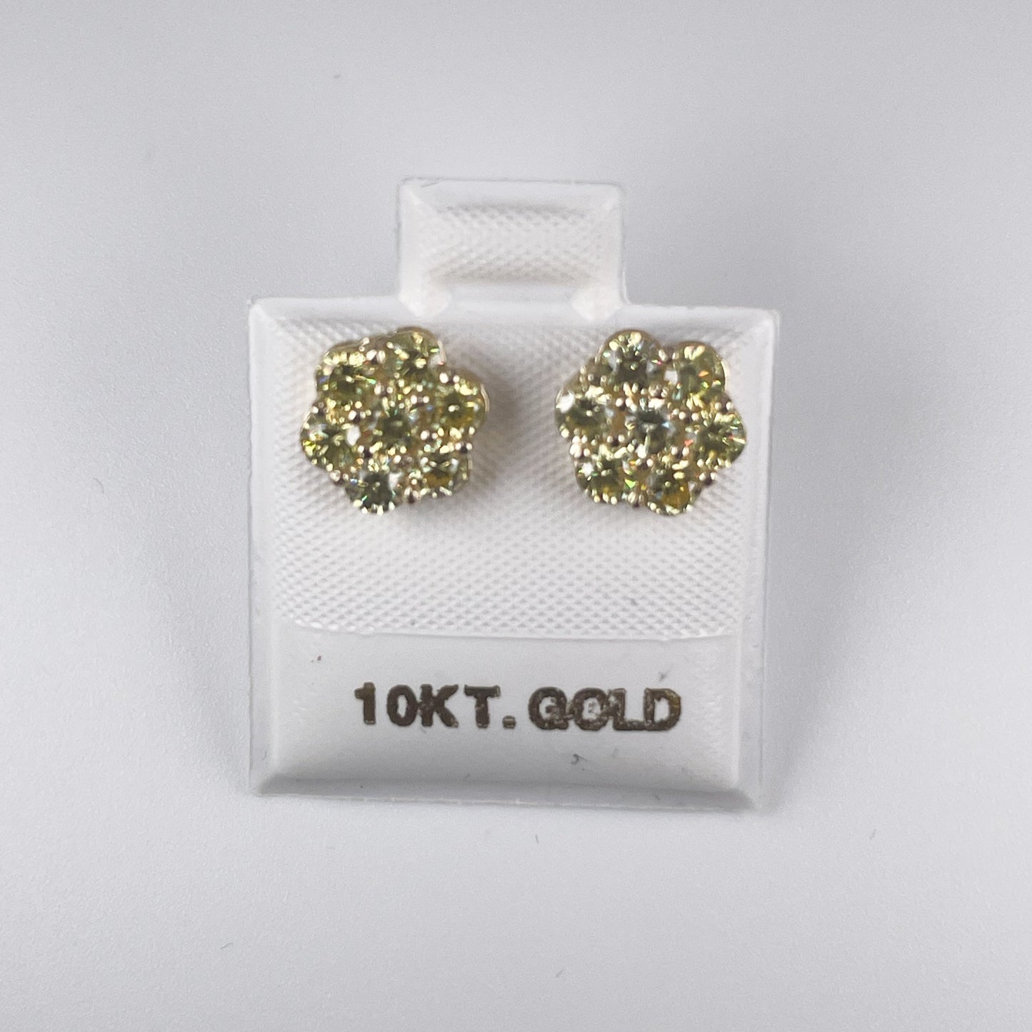 10K Gold 1.5gm Stud Earrings With Canary Yellow Cubic Zirconia