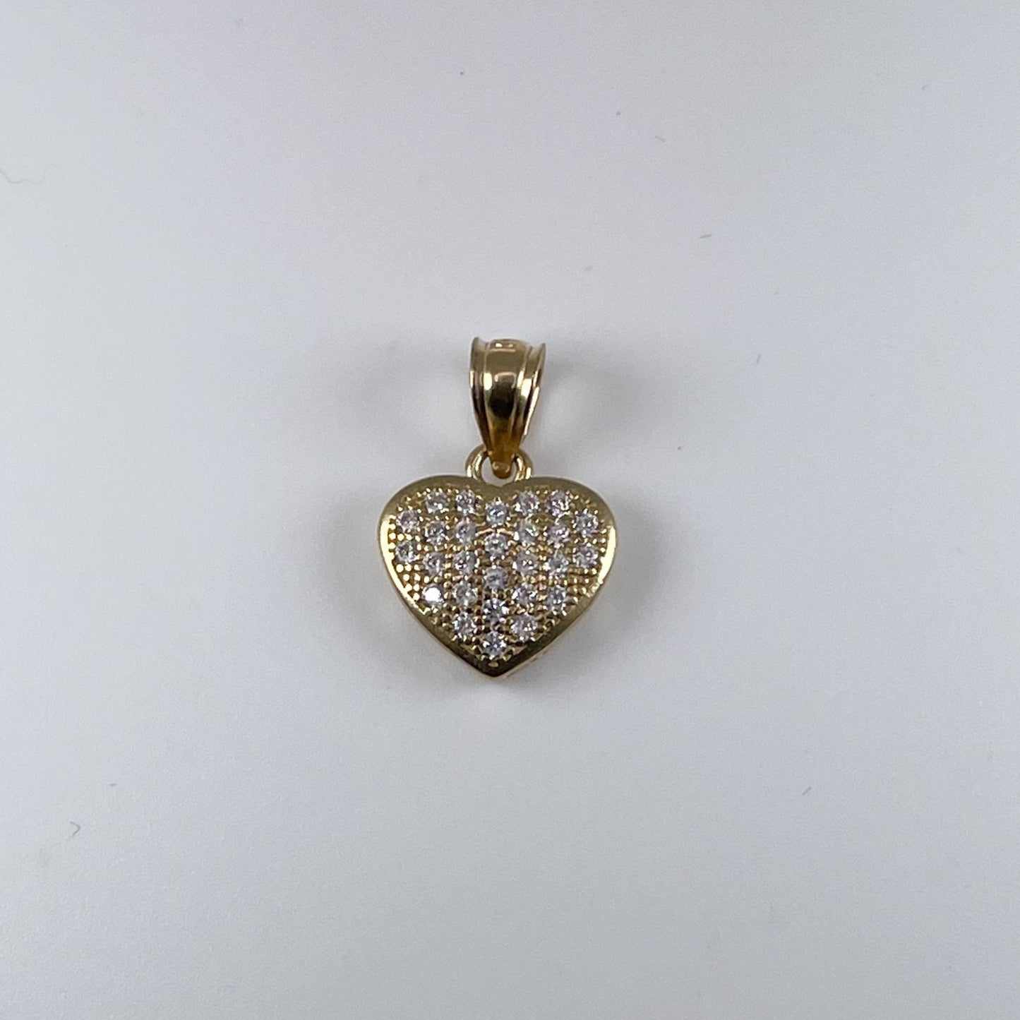 10K Gold 1gm Heart With Cubic Zirconia Pendant