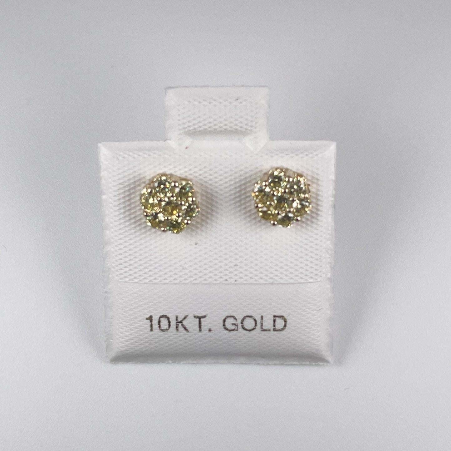 10K Gold 1gm Stud Earrings with Canary Yellow Stud Earrings