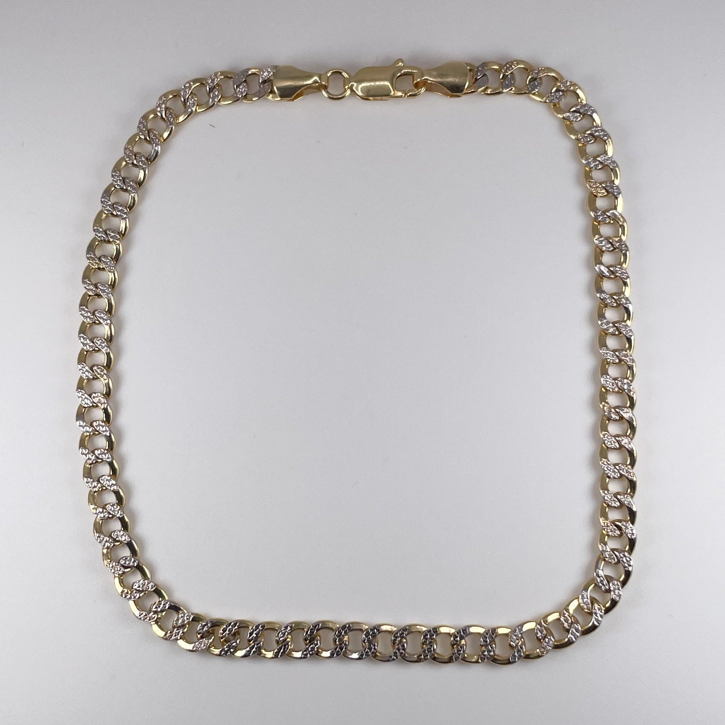 10K Gold 3.3gm Hollow D/Cut Curb Link Anklet Bracelet 4mm 9"