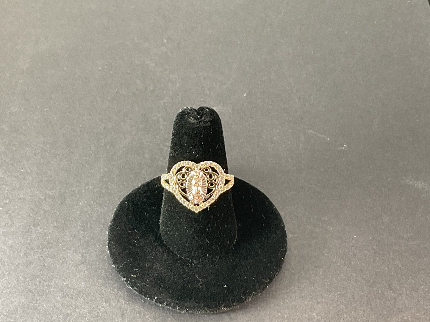 10k Gold Virgin Mary Ring with Cubic Zirconia 3.2 gm. $210.00