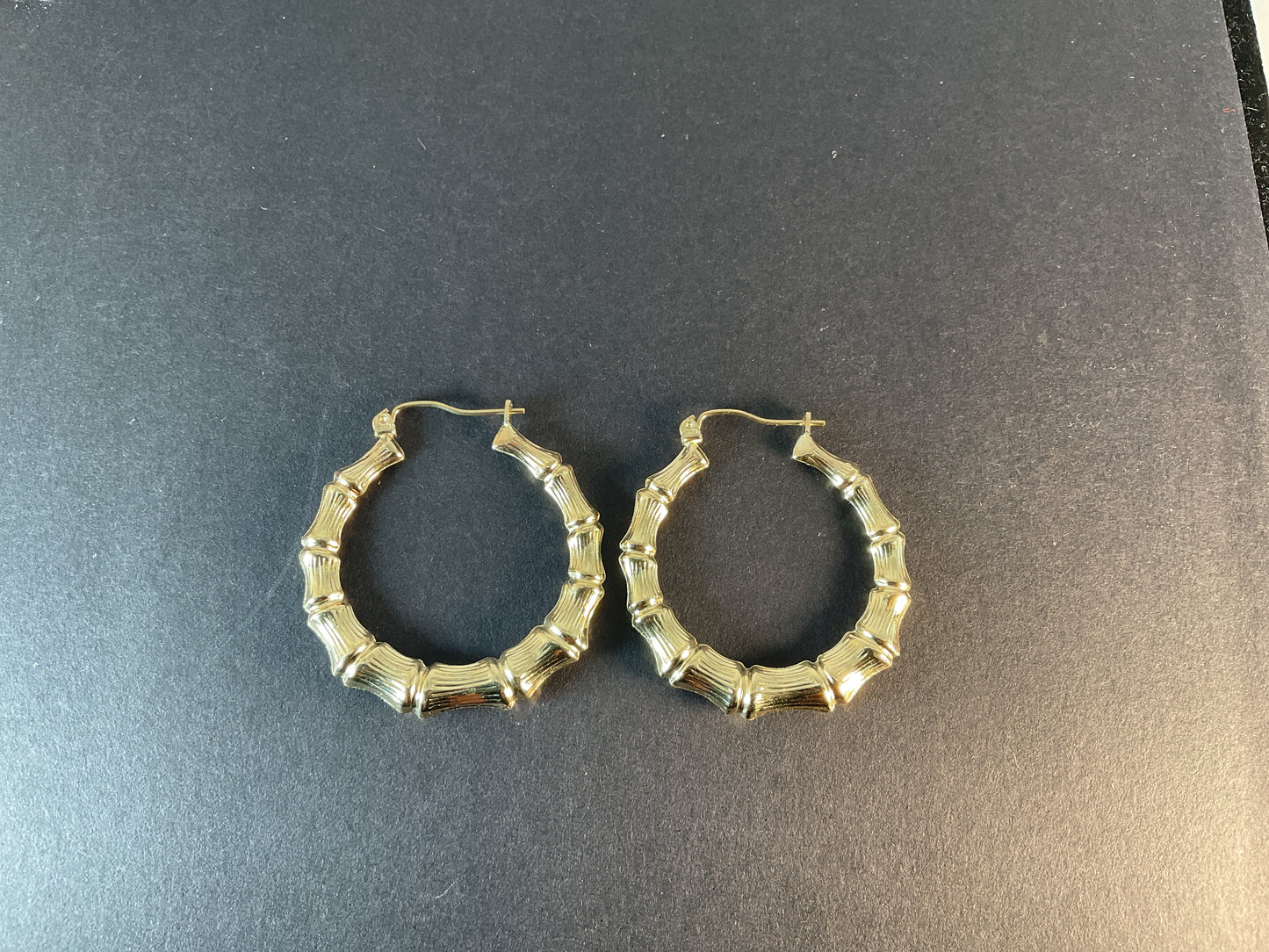 10K GOLD BAMBOO HOOP EARRINGS 3.1 gm. $209.00