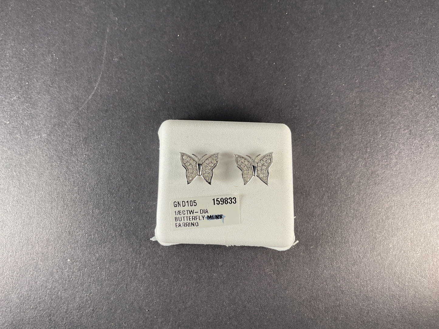 10K WHITE GOLD BUTTERFLY STUD EARRINGS SCREW BACK $179.00