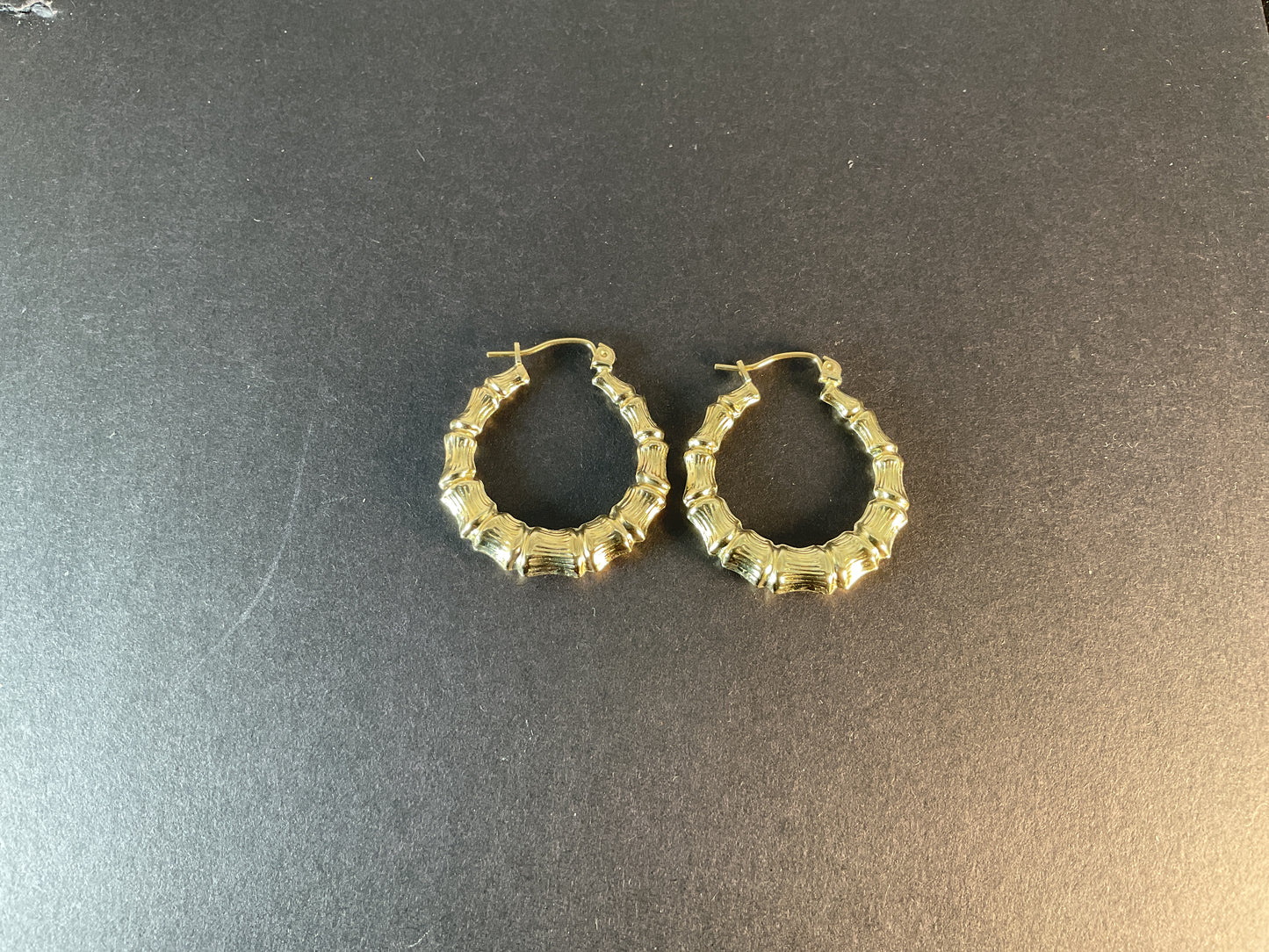10K GOLD BAMBOO HOOPS 2.2gm $220.00