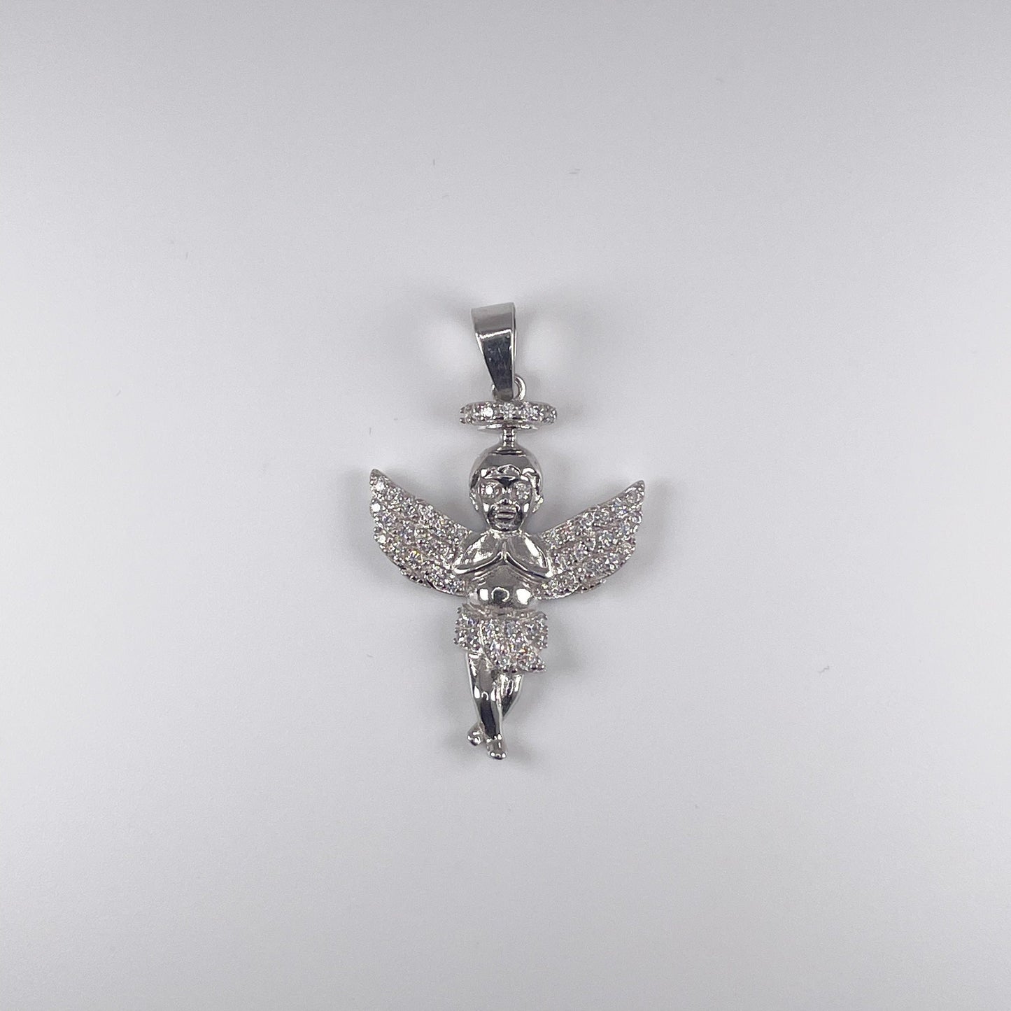 0.925 Sterling Silver Angel with Cubic Zirconia Pendant