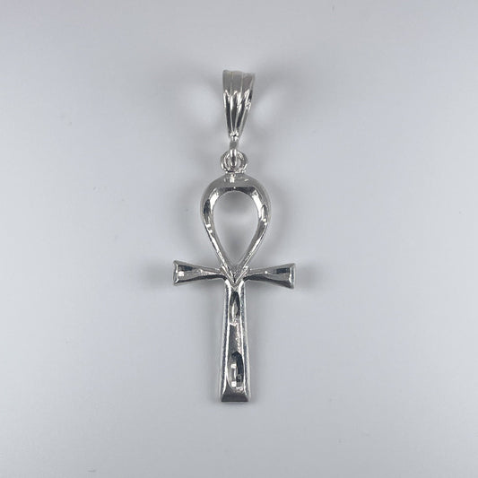 0.925 Sterling Silver Ankh Cross with D/Cuts Pendant