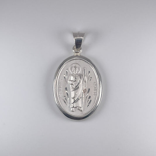 0.925 Sterling Silver Double Sided St. Jude & Virgin Mary Pendant