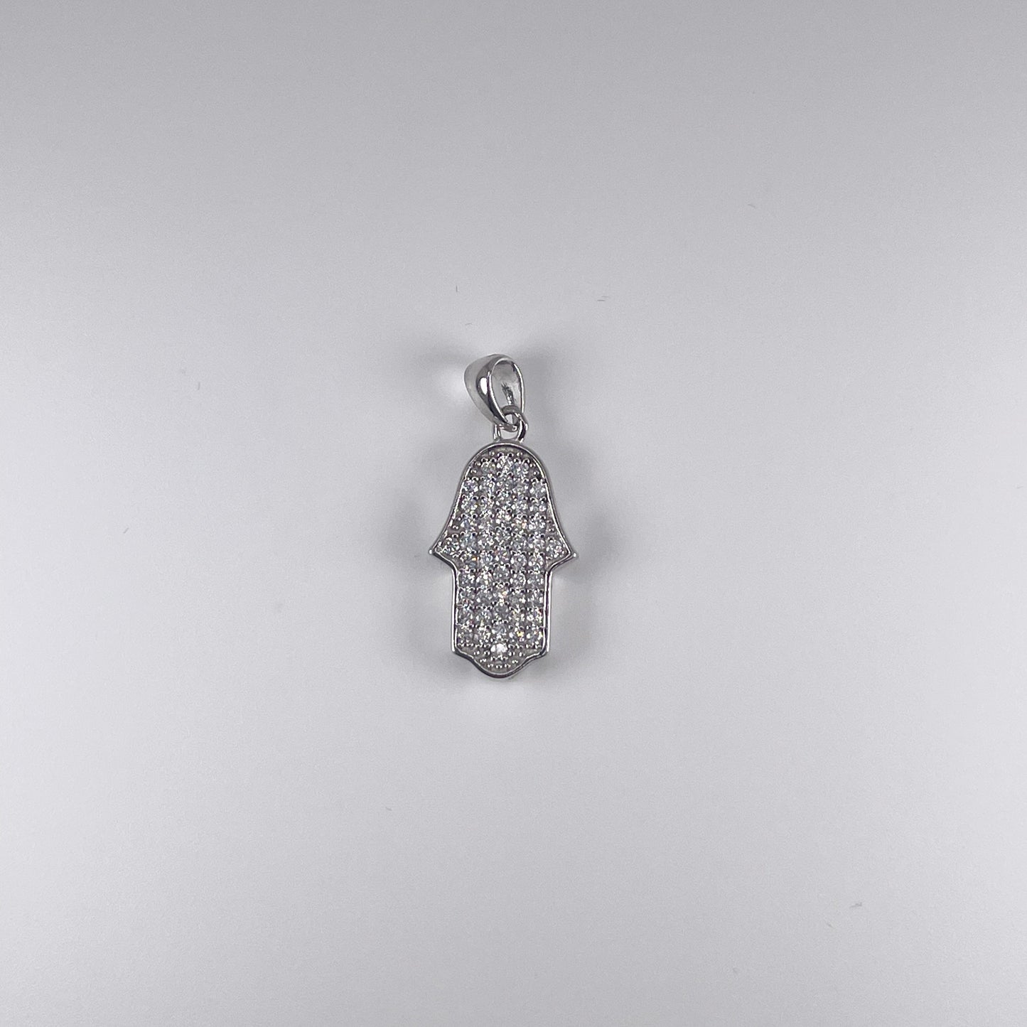 0.925 Sterling Silver Hamza with Cubic Zirconia Pendant