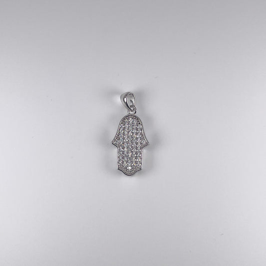 0.925 Sterling Silver Hamza with Cubic Zirconia Pendant