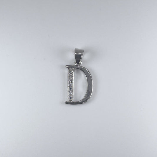 0.925 Sterling Silver Initial D, with Cubic Zirconia