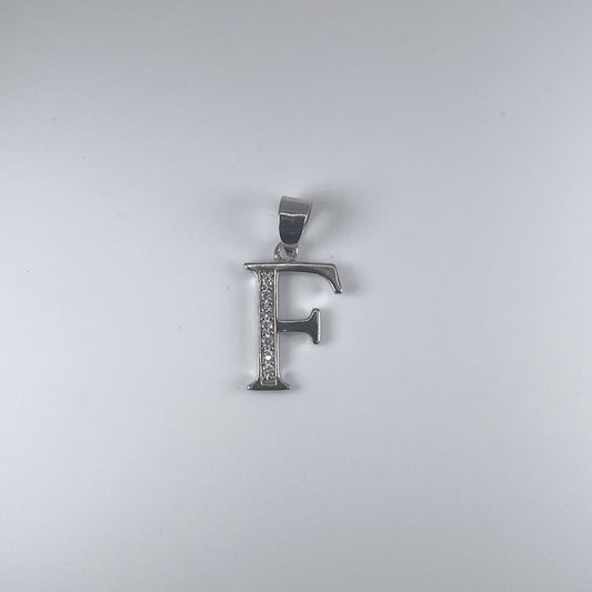 0.925 Sterling Silver Initial F, with Cubic Zirconia