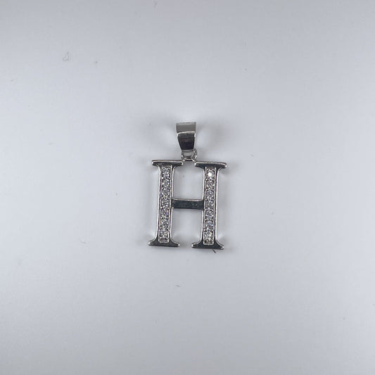 0.925 Sterling Silver Initial H, with Cubic Zirconia