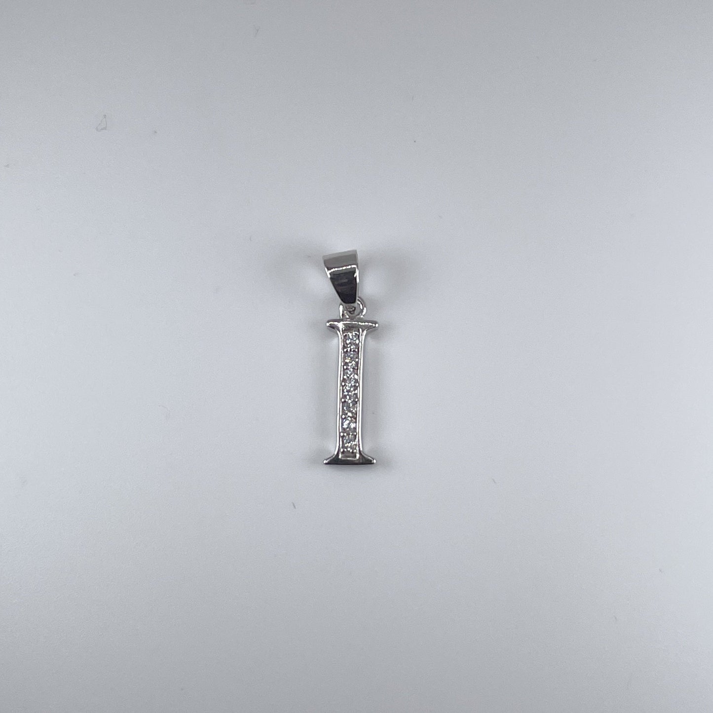 0.925 Sterling Silver Initial I, with Cubic Zirconia