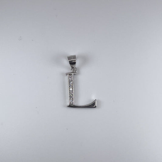 0.925 Sterling Silver Initial L, with Cubic Zirconia Pendant