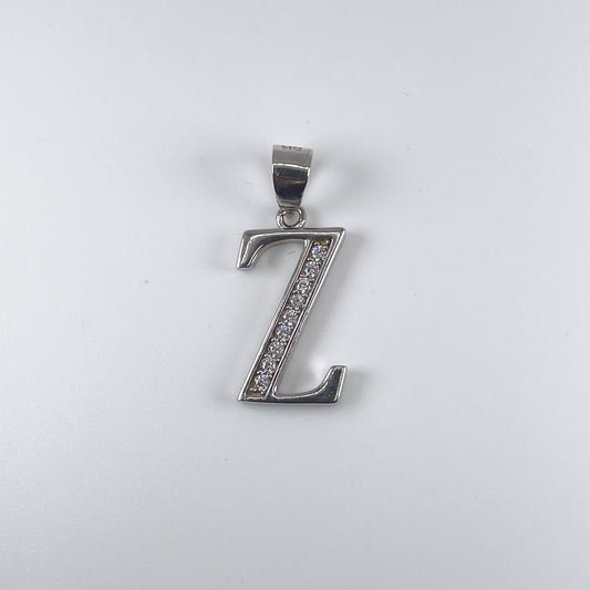 0.925 Sterling Silver Initial Z, with Cubic Zirconia