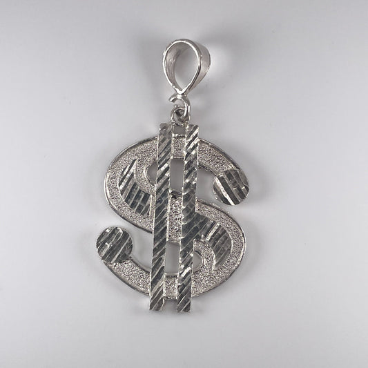 0.925 Sterling Silver $ Sign, D/Cut Pendant