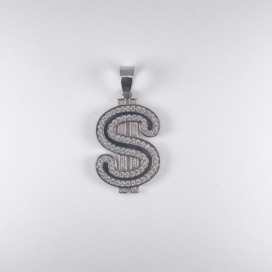 0.925 Sterling Silver $ Sign, with Cubic Zirconia