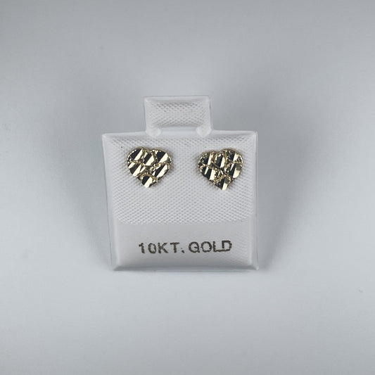 10K Gold 0.4gm Stud Heart Nugget Earrings