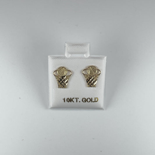 10K Gold 0.6GM Basketball Stud Earrings