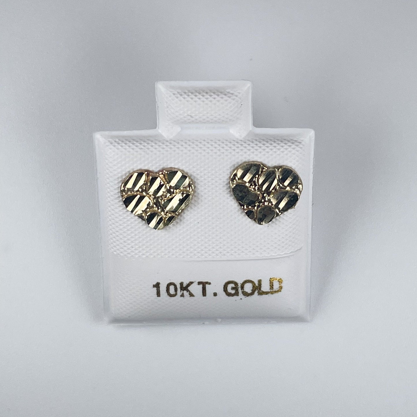 10K Gold 0.6gm Stud Heart Nugget Earrings