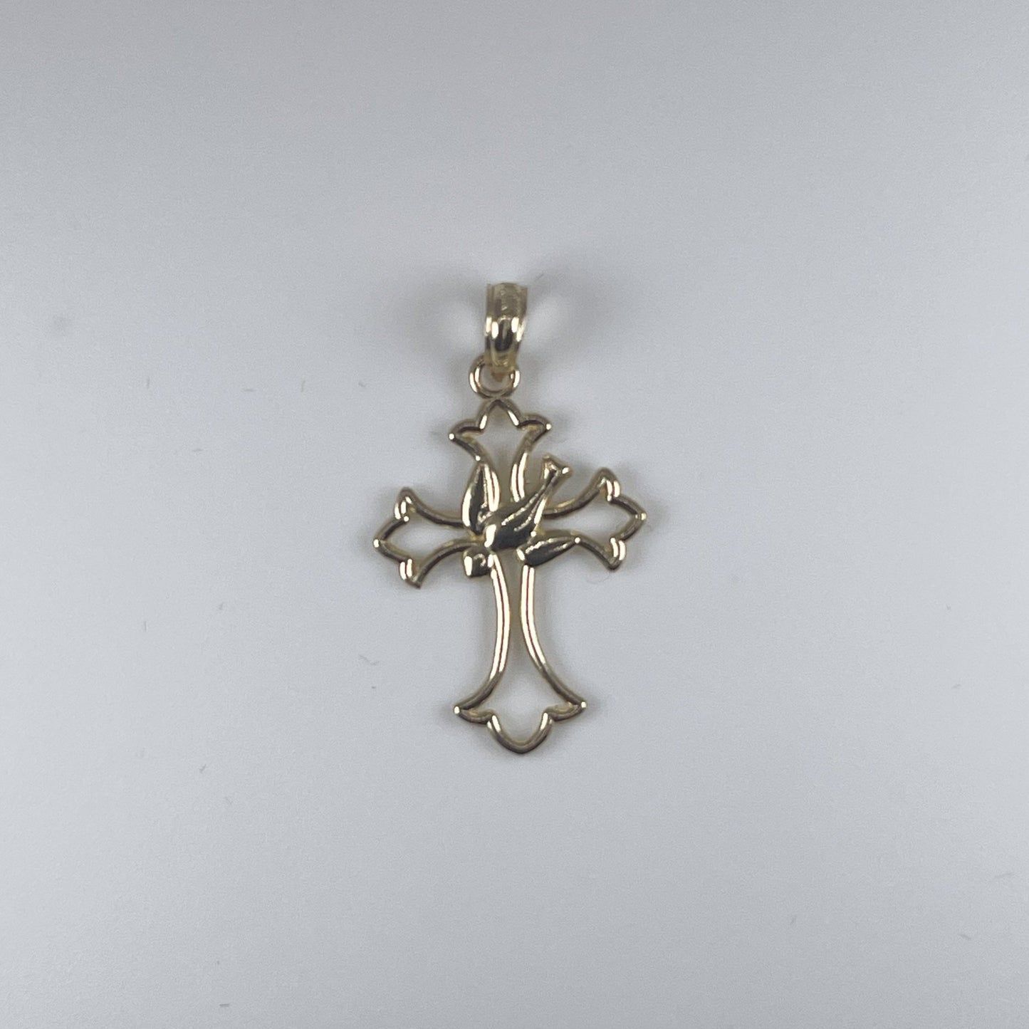 10K Gold 0.7gm Cross with Dove Pendant