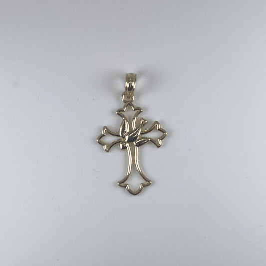 10K Gold 0.7gm Cross with Dove Pendant