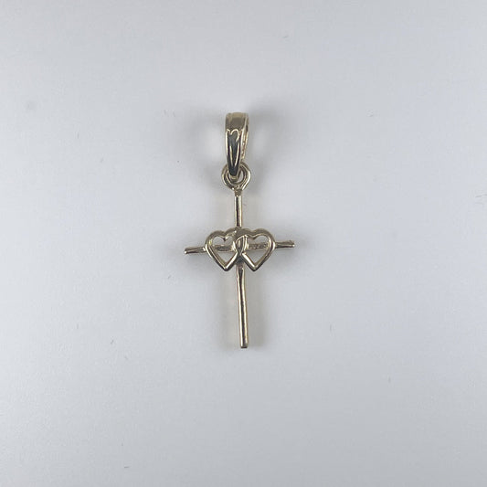 10K Gold 0.7gm Cross with Hearts