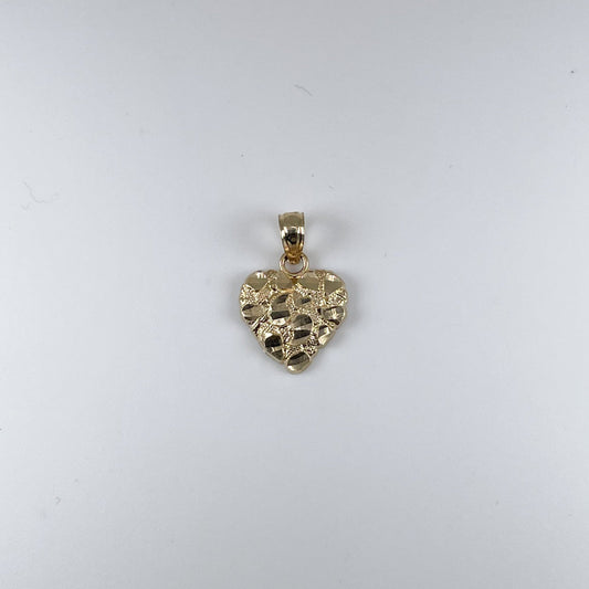 10K Gold 0.7gm Nugget Heart Pendant