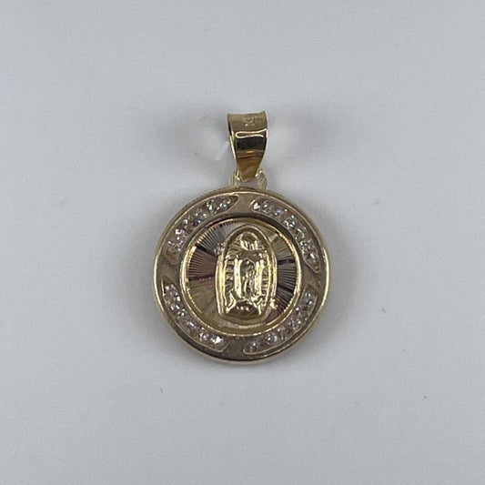 10K Gold 0.8gm 2 Tone Virgin Mary with Cubic Zirconia Pendant