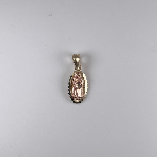 10K Gold 0.9gm 2Tone D/Cut Virgin Mary Pendant