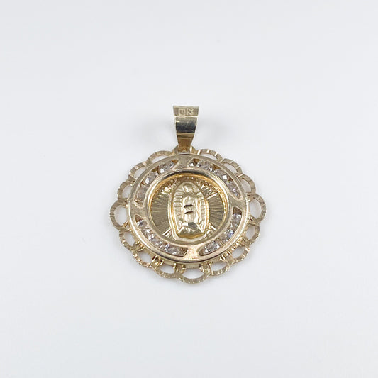 10K Gold 0.9gm Virgin Mary Pendant with Cubic Zirconia