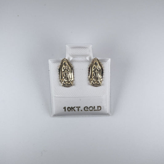 10K Gold 0.9gm Virgin Mary Stud Earrings