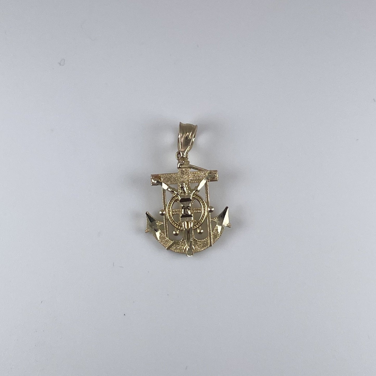 10K Gold 1.1 gm Anchor with Cross Pendant