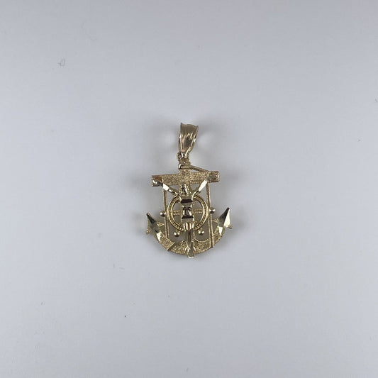 10K Gold 1.1 gm Anchor with Cross Pendant