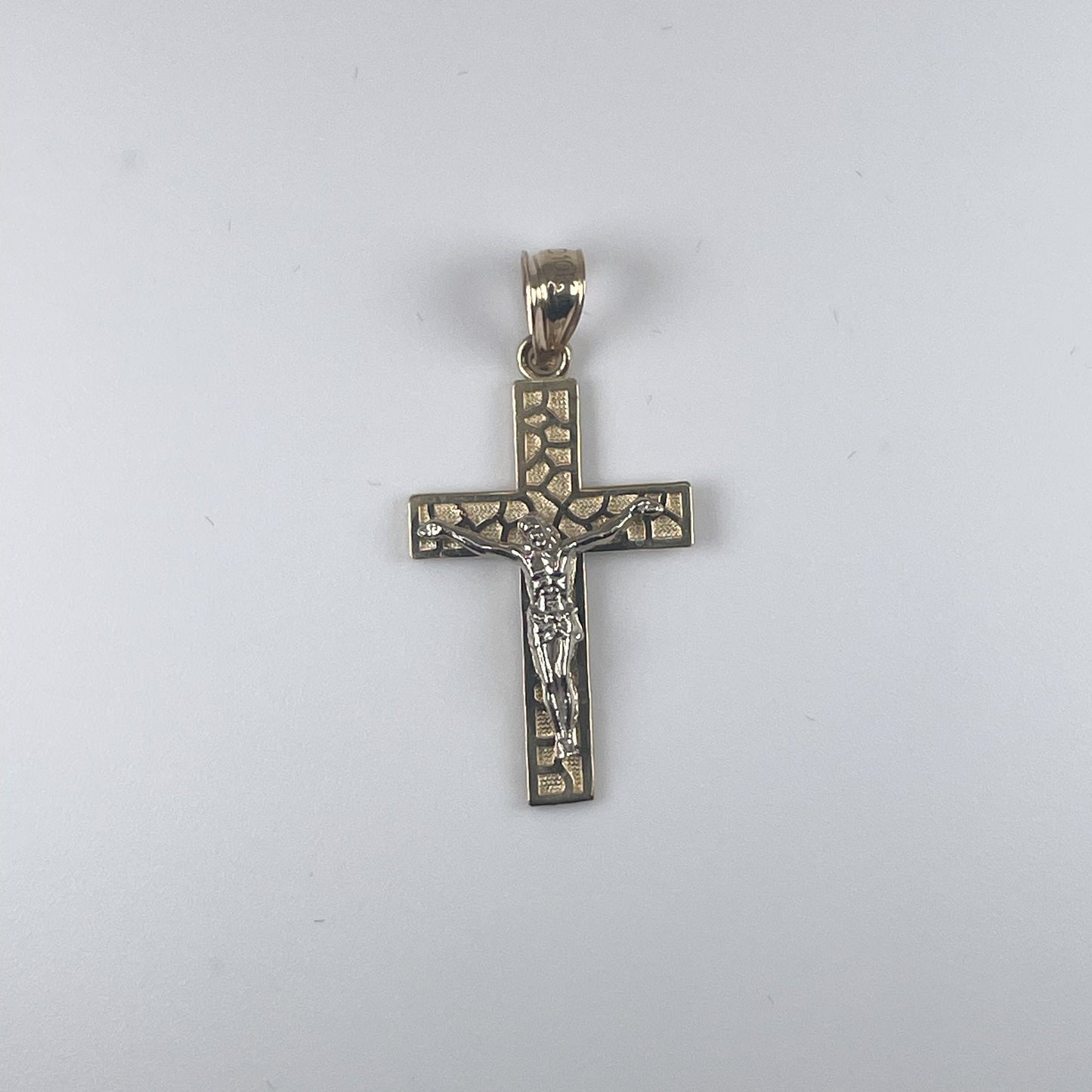 10K Gold 1.1gm Cross 2 Tone Pendant