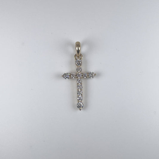 10K Gold 1.1gm Cross with Cubic Zirconia