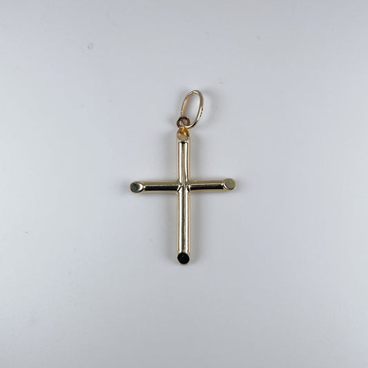 10K Gold 1.1gm Plain Tubing Cross Pendant