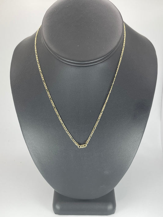 10K Gold 1.2gm Hollow Figaro 2mm 16 Chain