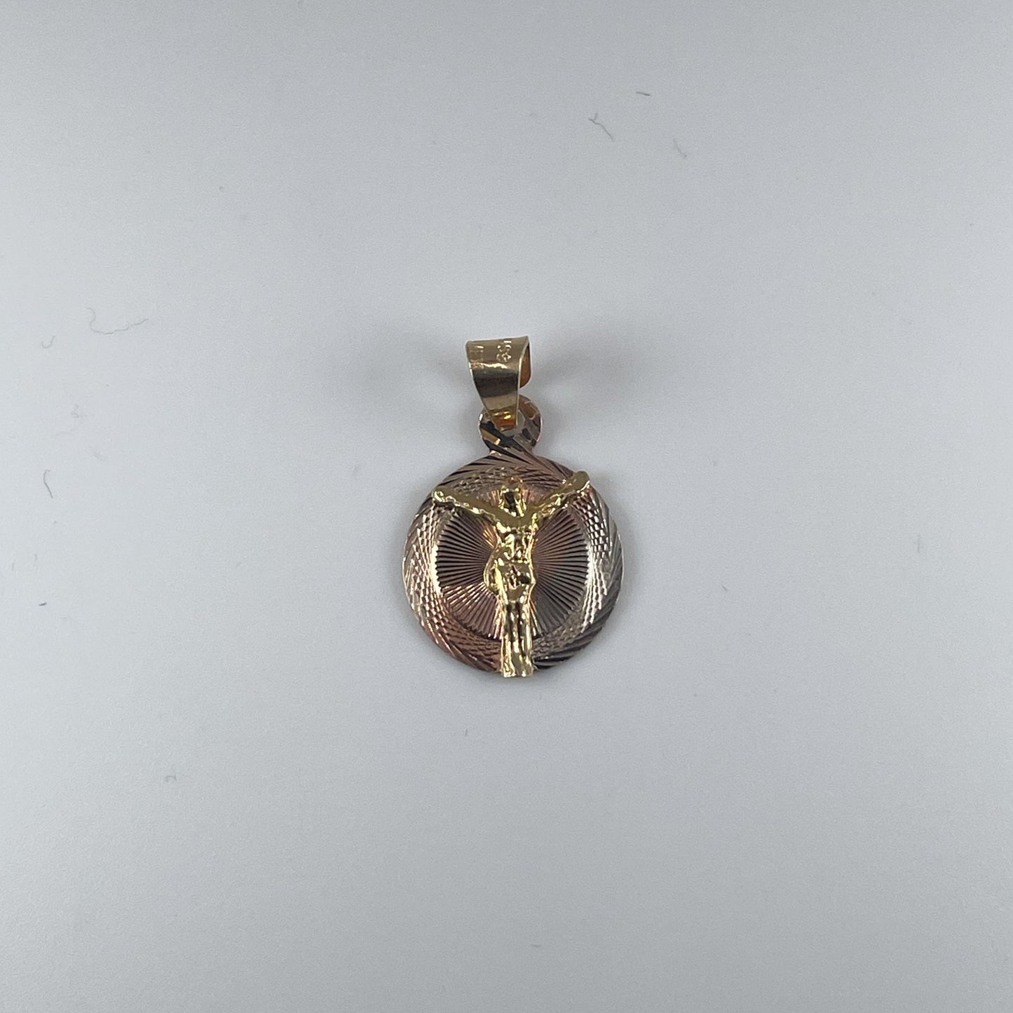 10K Gold 1.3gm 2 Tone With Full Body of Jesus Medal Pendant