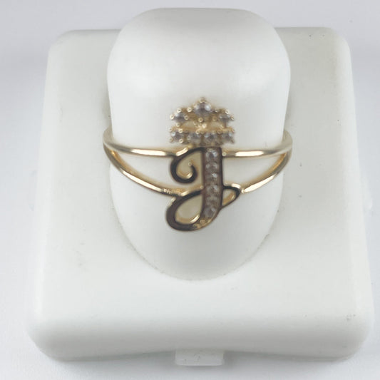 10K Gold 1.3gm Lady's Initial Ring with Crown with Cubic Zirconia Any Initial