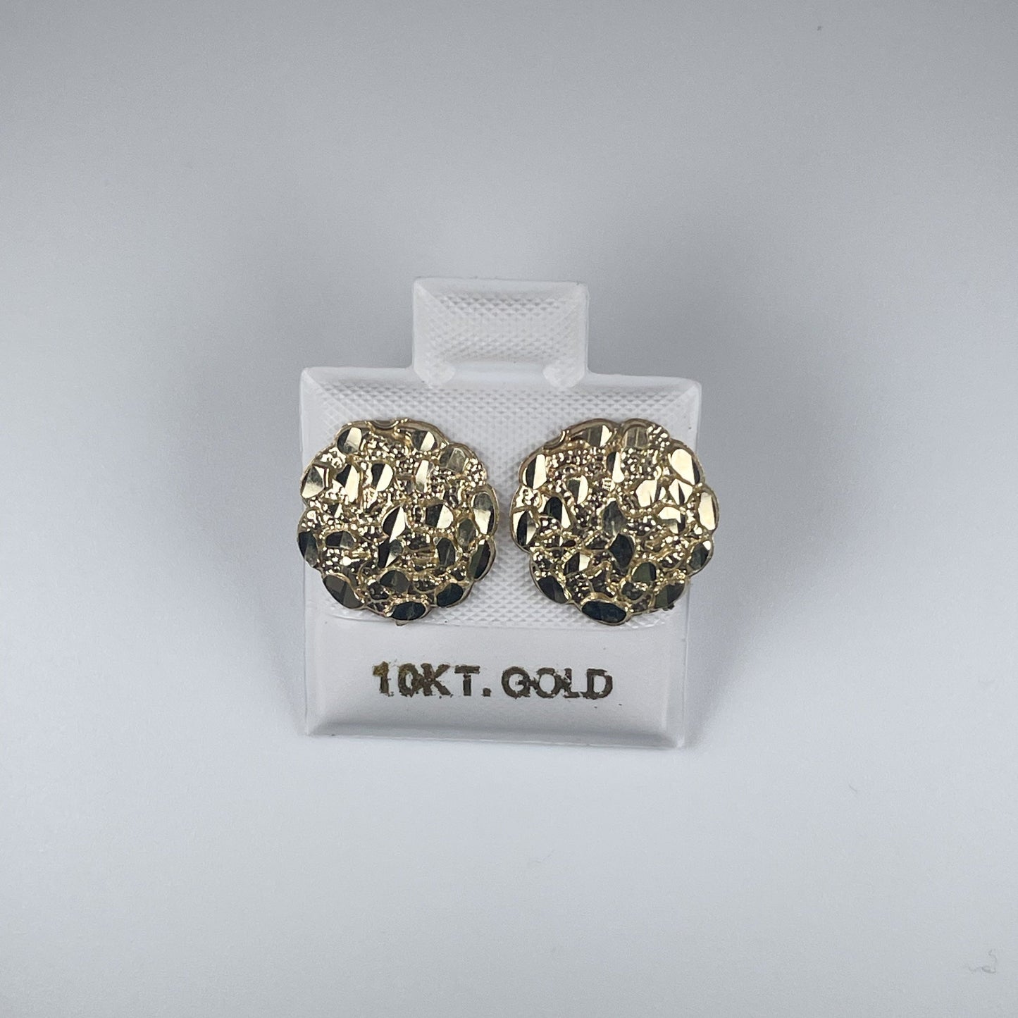 10K Gold 1.5gm Stud Round Nugget Earrings