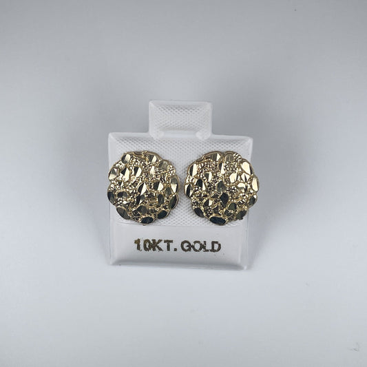 10K Gold 1.5gm Stud Round Nugget Earrings