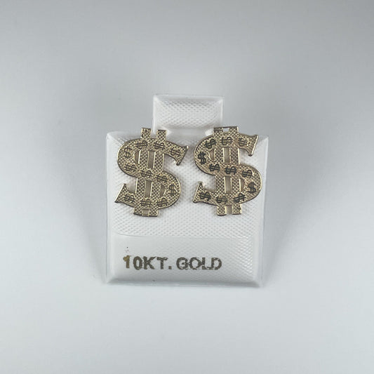 10K Gold 1.5gm Stud $ Sign Earrings