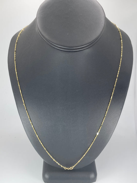 10K Gold 1.5mm Singapore Twist 0.6mm 24" chain