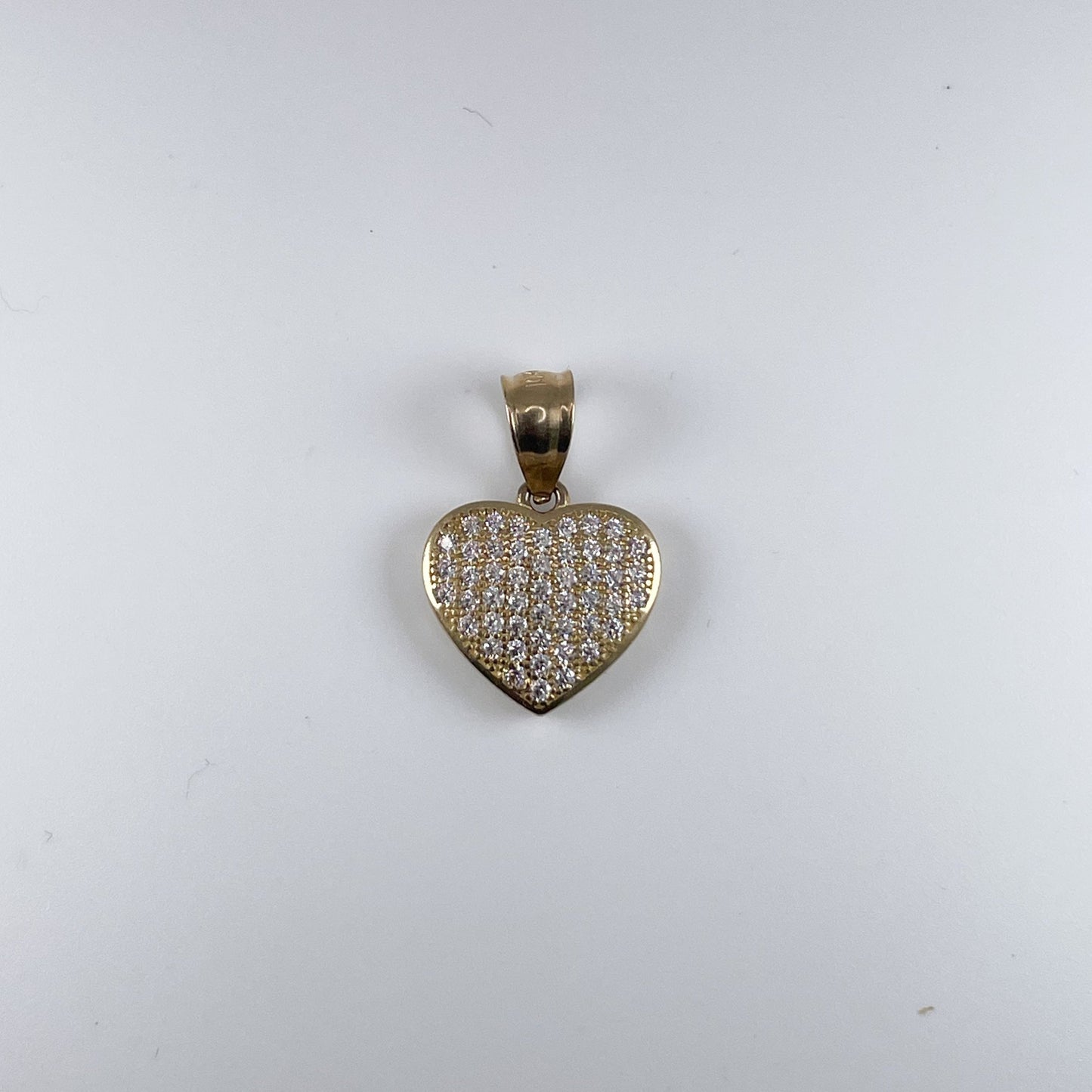 10K Gold 1.6gm Heart With Cubic Zirconia Pendant